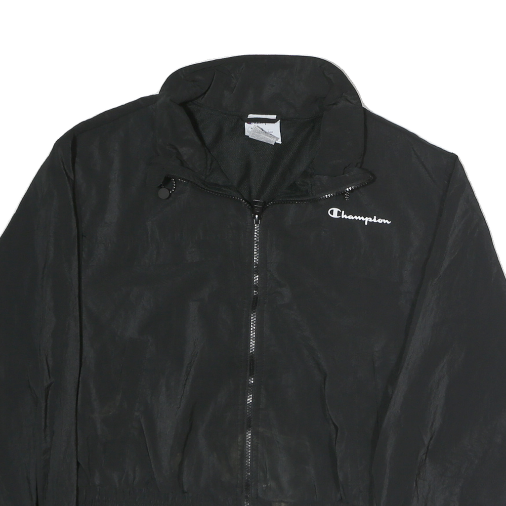 CHAMPION Mens Black Jacket L Polyester Blend Plain Zip Casual Sportswear
