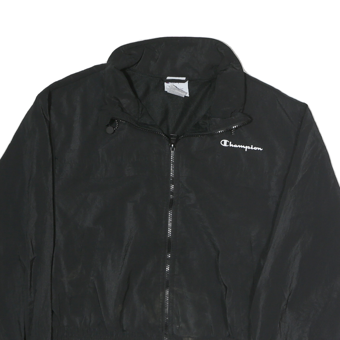 CHAMPION Mens Black Jacket L Polyester Blend Plain Zip Casual Sportswear