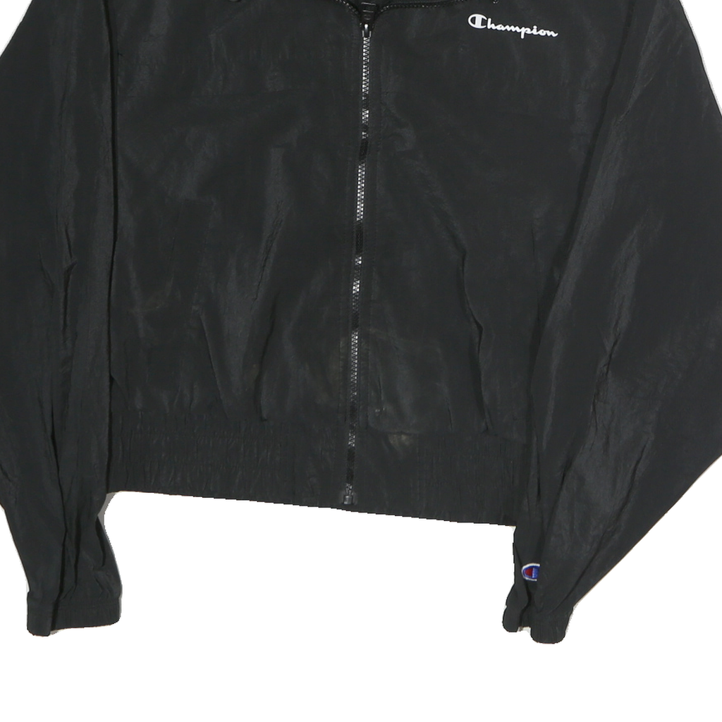 CHAMPION Mens Black Jacket L Polyester Blend Plain Zip Casual Sportswear
