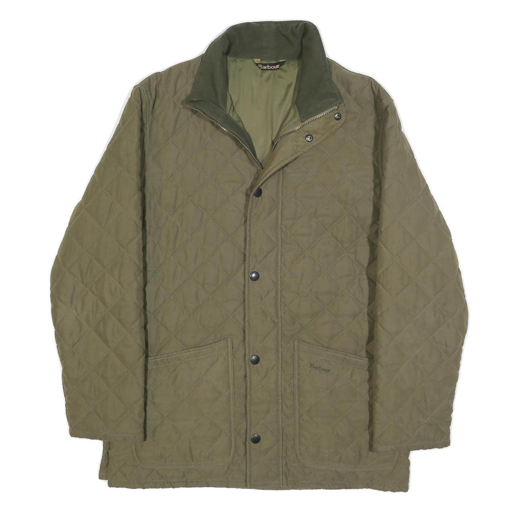 BARBOUR Mens Green Quilted Jacket M Polyester Blend Zip Classic Outdoor