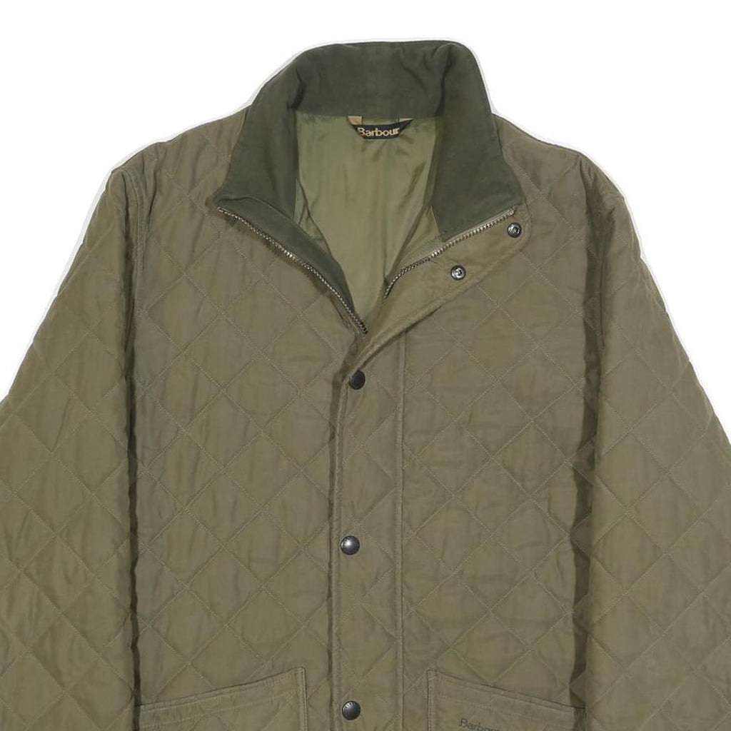 BARBOUR Mens Green Quilted Jacket M Polyester Blend Zip Classic Outdoor