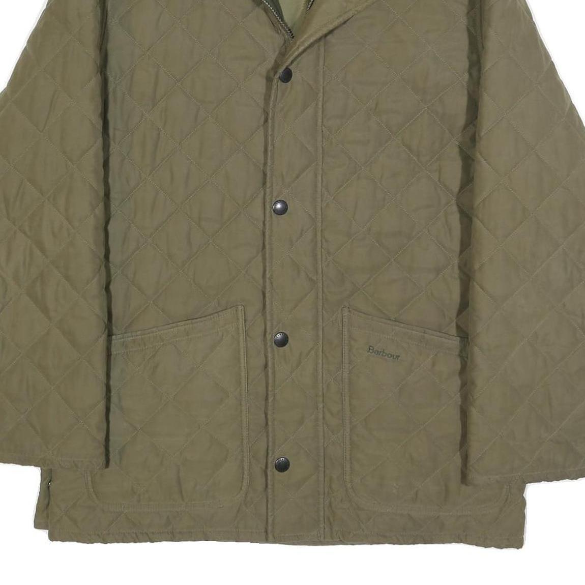 BARBOUR Mens Green Quilted Jacket M Polyester Blend Zip Classic Outdoor