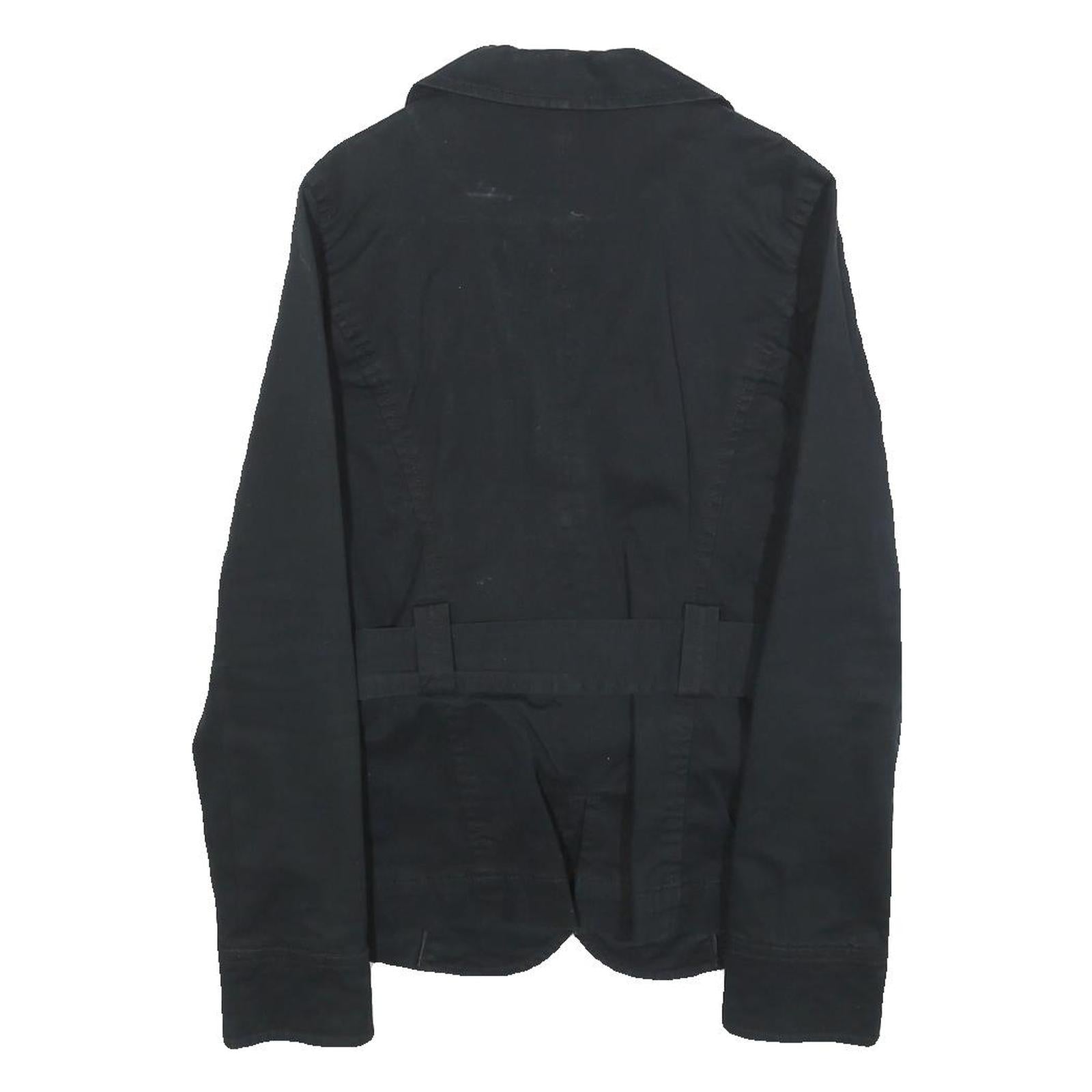 AMISU Womens Black Cotton Blend Button Jacket XS Casual Utility Style