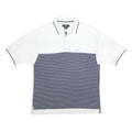 NIKE Mens White & Navy Blue Striped Short Sleeve Polo Shirt L Lightweight Casual