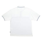 NIKE Mens White & Navy Blue Striped Short Sleeve Polo Shirt L Lightweight Casual