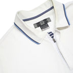 NIKE Mens White & Navy Blue Striped Short Sleeve Polo Shirt L Lightweight Casual