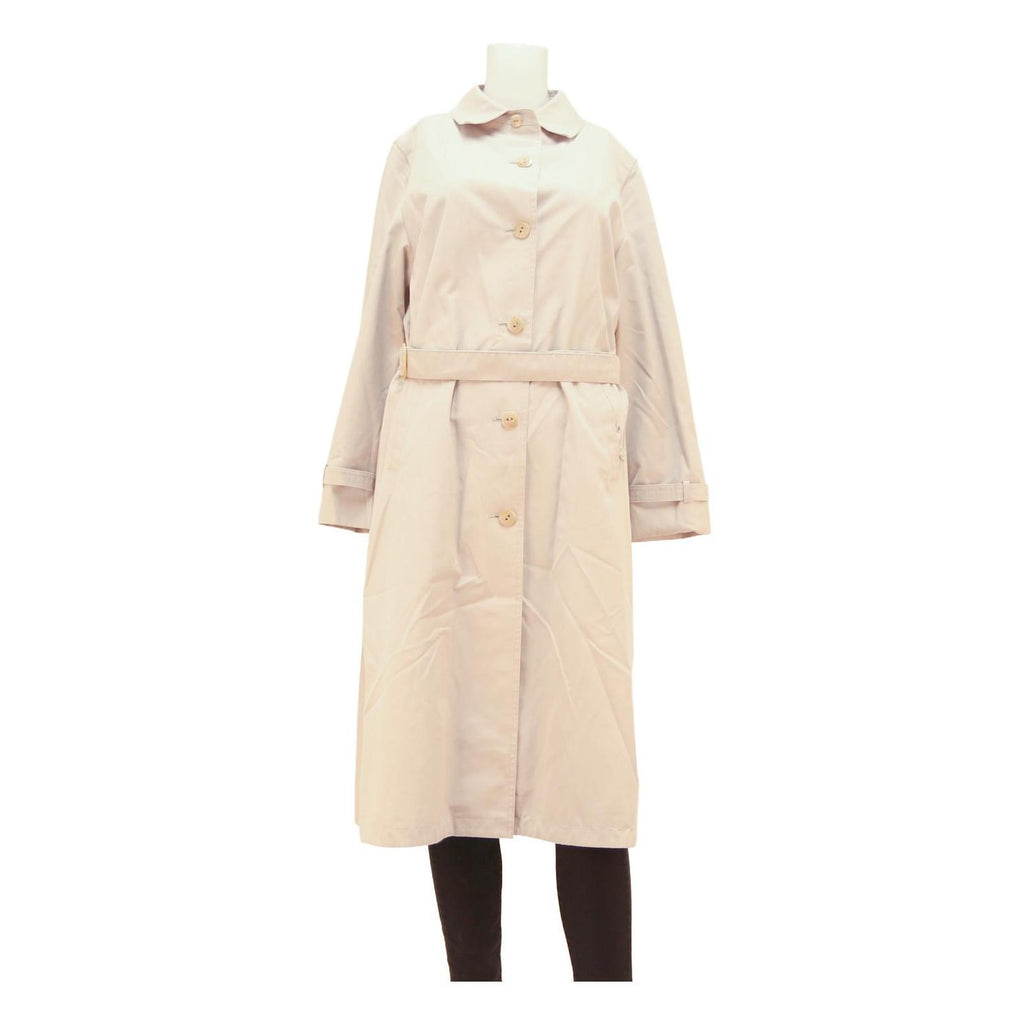 Womens Beige Button Front Classic Jacket S Polyester Blend Plain Button Closure