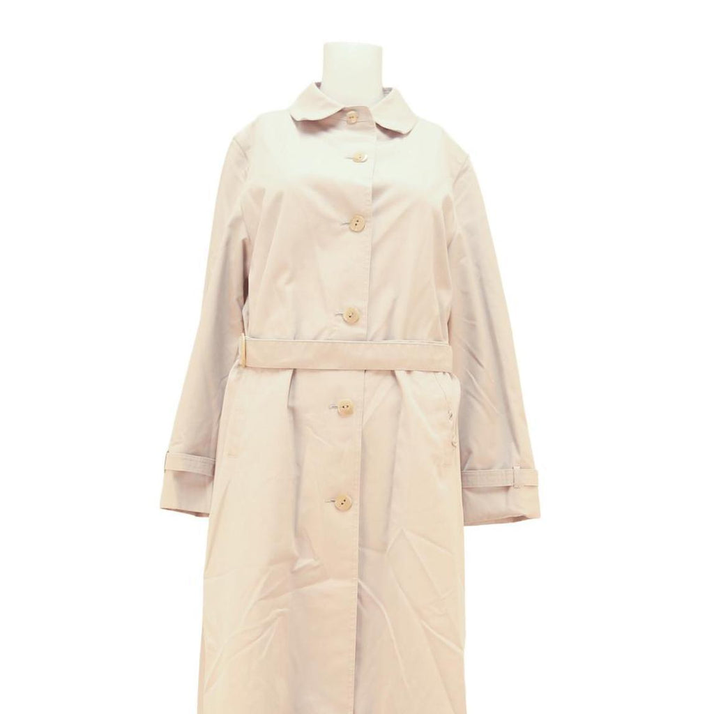 Womens Beige Button Front Classic Jacket S Polyester Blend Plain Button Closure