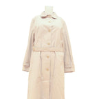 Womens Beige Button Front Classic Jacket S Polyester Blend Plain Button Closure