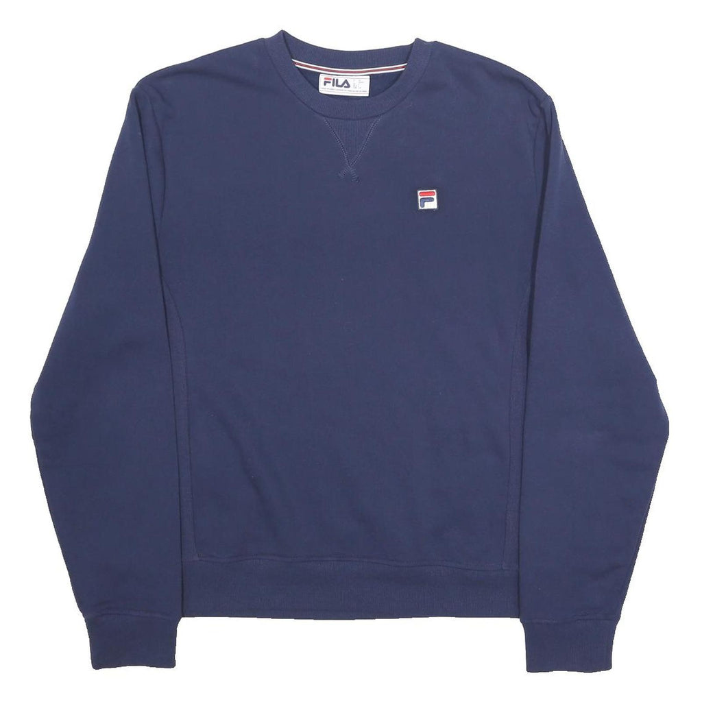 FILA Mens Blue Crew Neck L Sweatshirt Cotton Blend Classic Logo Casual