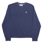 FILA Mens Blue Crew Neck L Sweatshirt Cotton Blend Classic Logo Casual