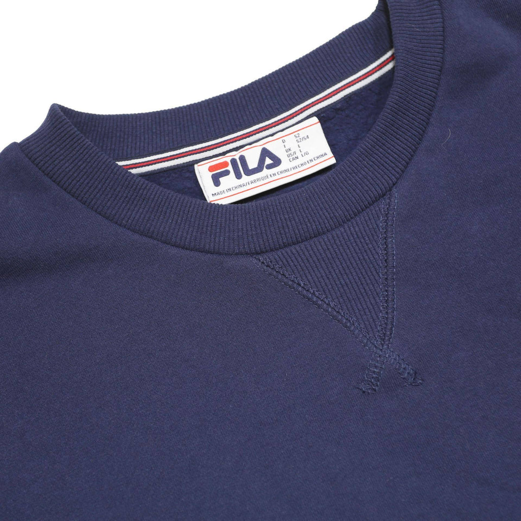 FILA Mens Blue Crew Neck L Sweatshirt Cotton Blend Classic Logo Casual