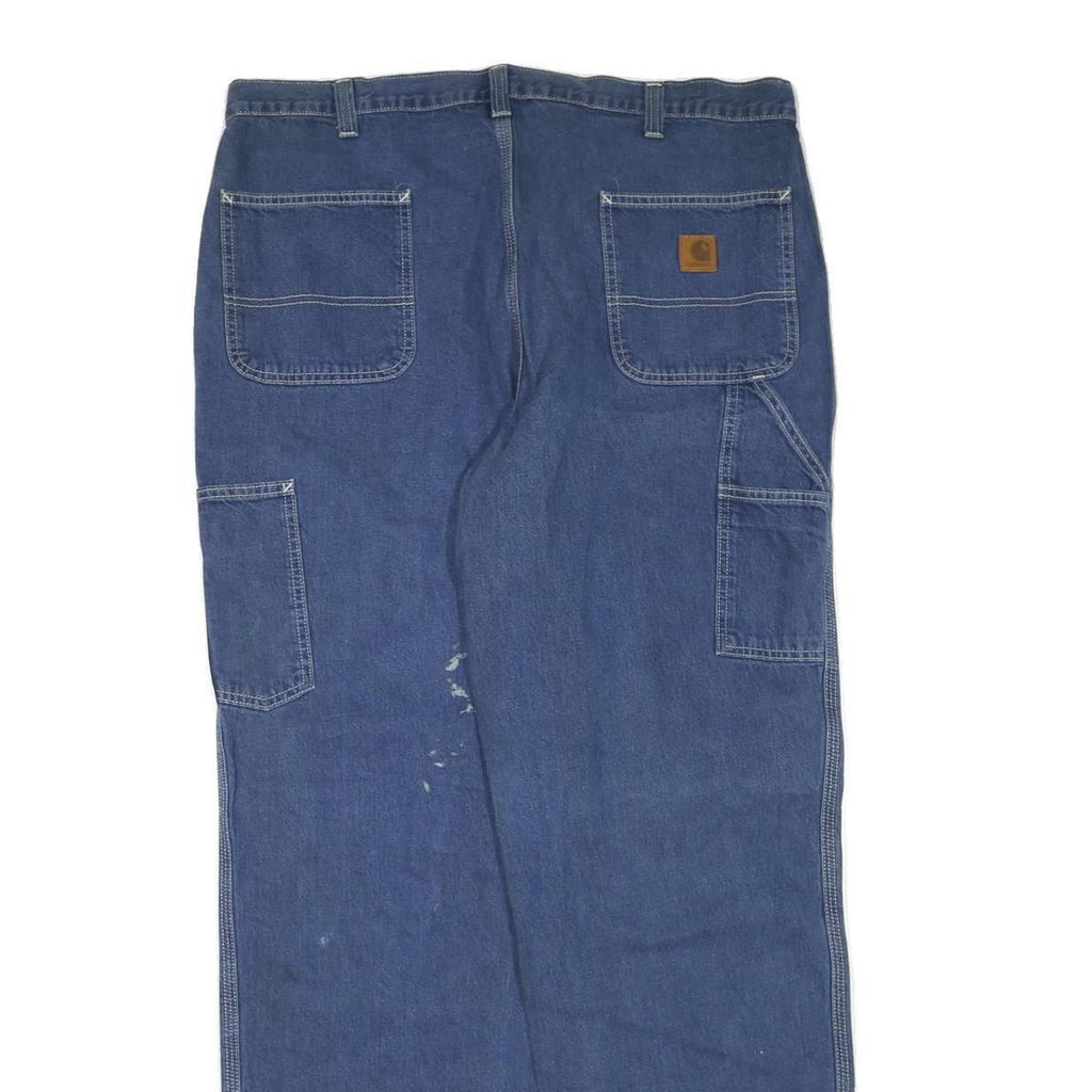 CARHARTT Mens Jeans Blue Regular Straight Denim W40 L32 Workwear Durable Zip