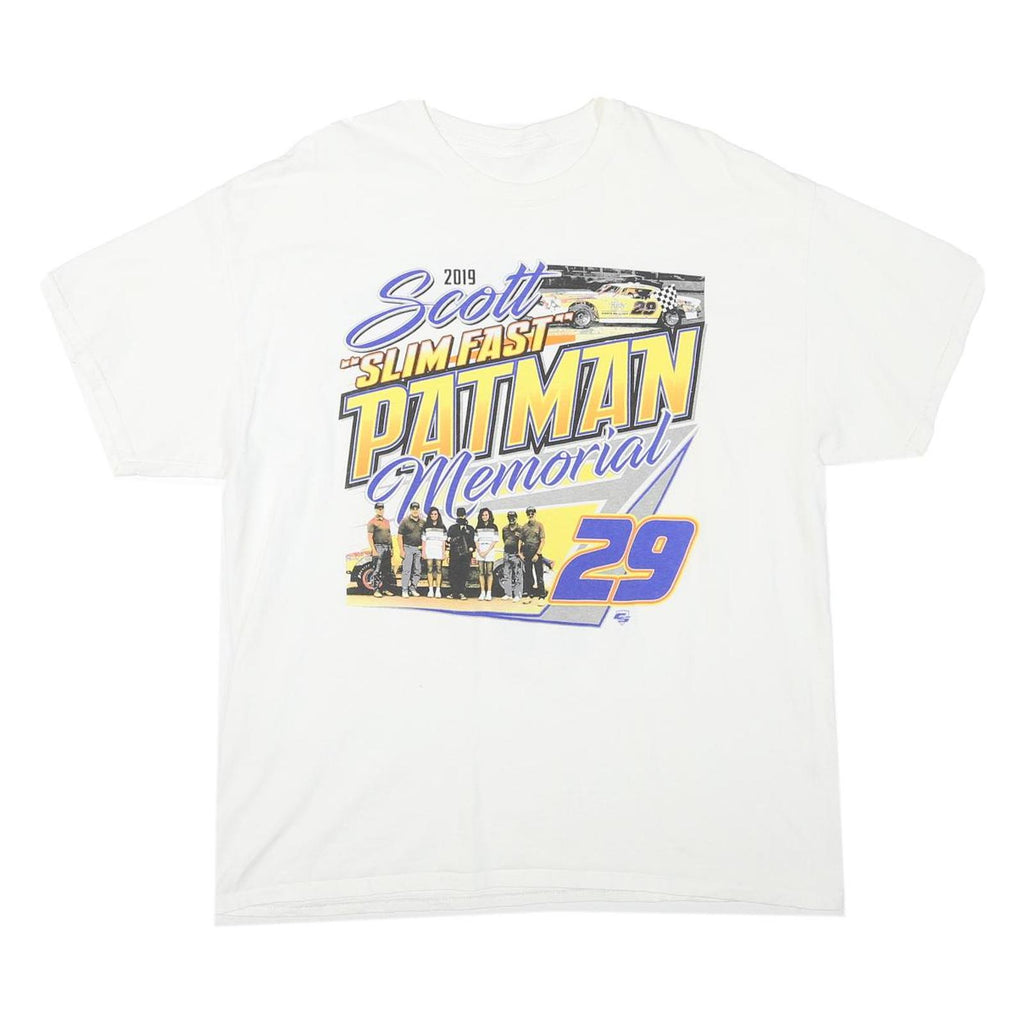 Mens White Scott Slim Fast Patman Memorial Graphic T-Shirt L Short Sleeve Crew