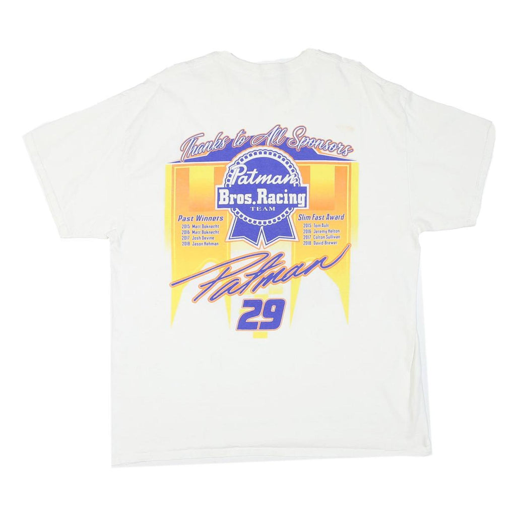 Mens White Scott Slim Fast Patman Memorial Graphic T-Shirt L Short Sleeve Crew
