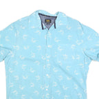 LEE Mens Blue Cotton Blend Short Sleeve Shirt M Casual Summer Lightweight