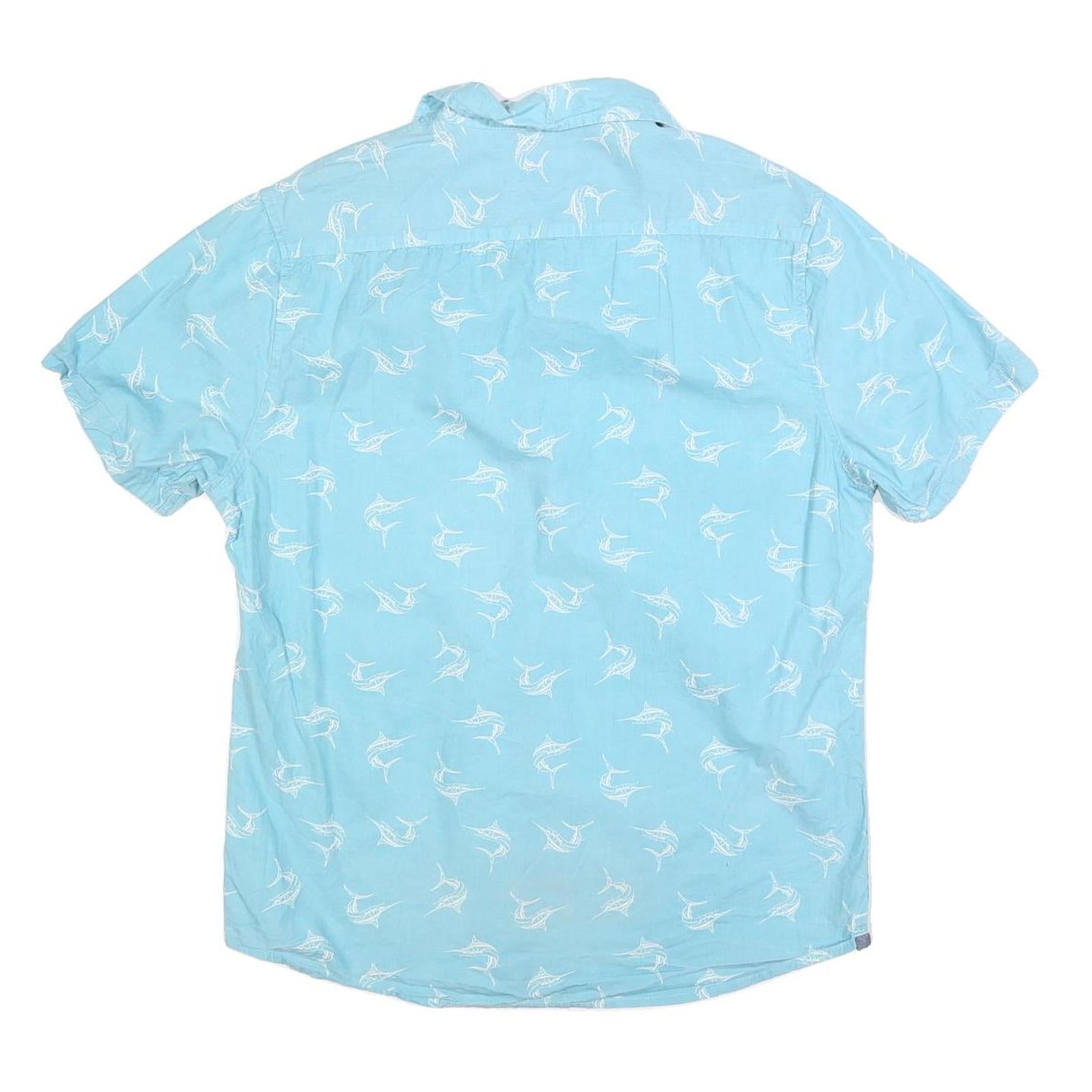 LEE Mens Blue Cotton Blend Short Sleeve Shirt M Casual Summer Lightweight