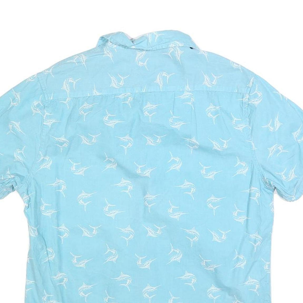 LEE Mens Blue Cotton Blend Short Sleeve Shirt M Casual Summer Lightweight