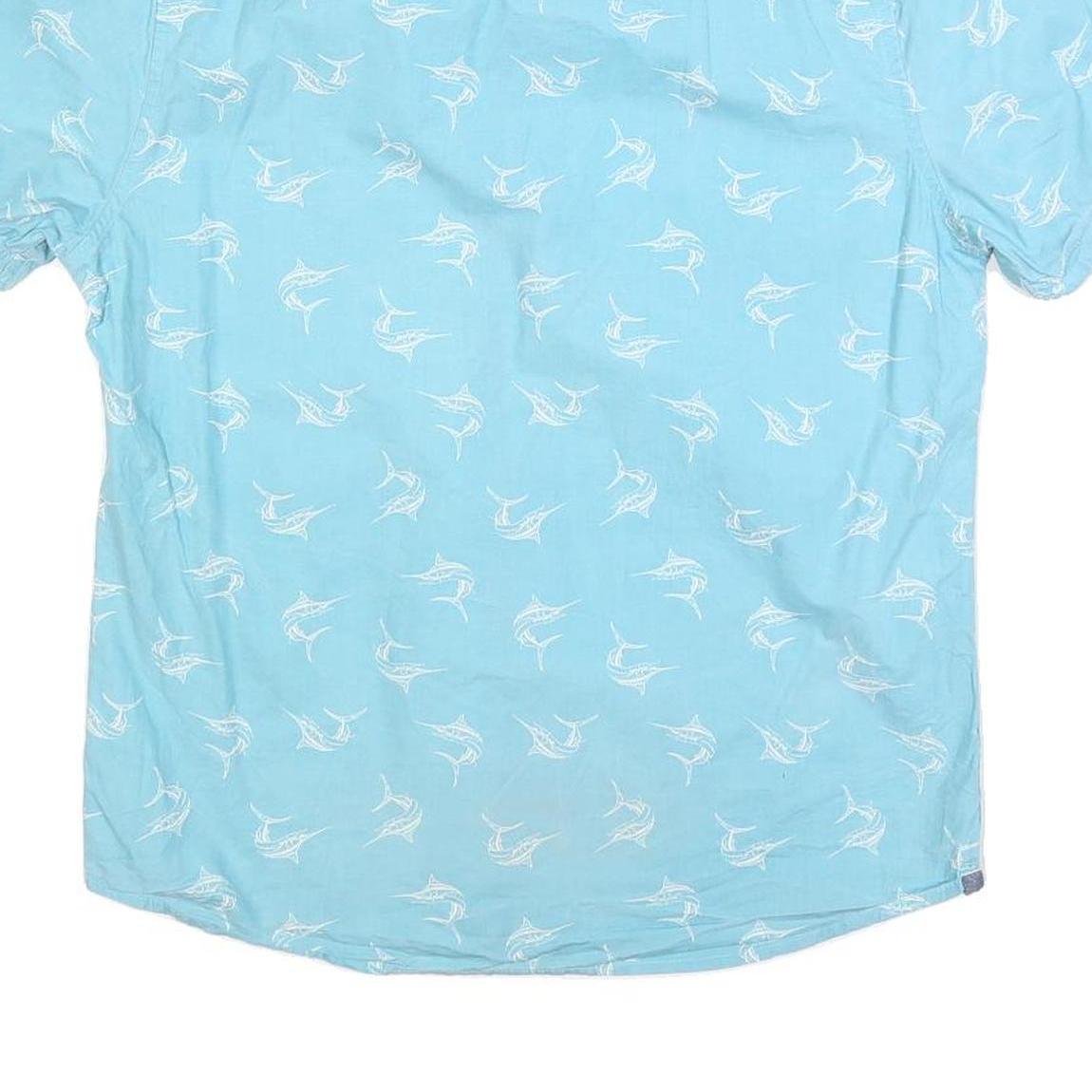 LEE Mens Blue Cotton Blend Short Sleeve Shirt M Casual Summer Lightweight