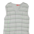 PUMA Mens Grey & Green Patterned Sleeveless V-Neck Plain Cotton Blend M Jumper