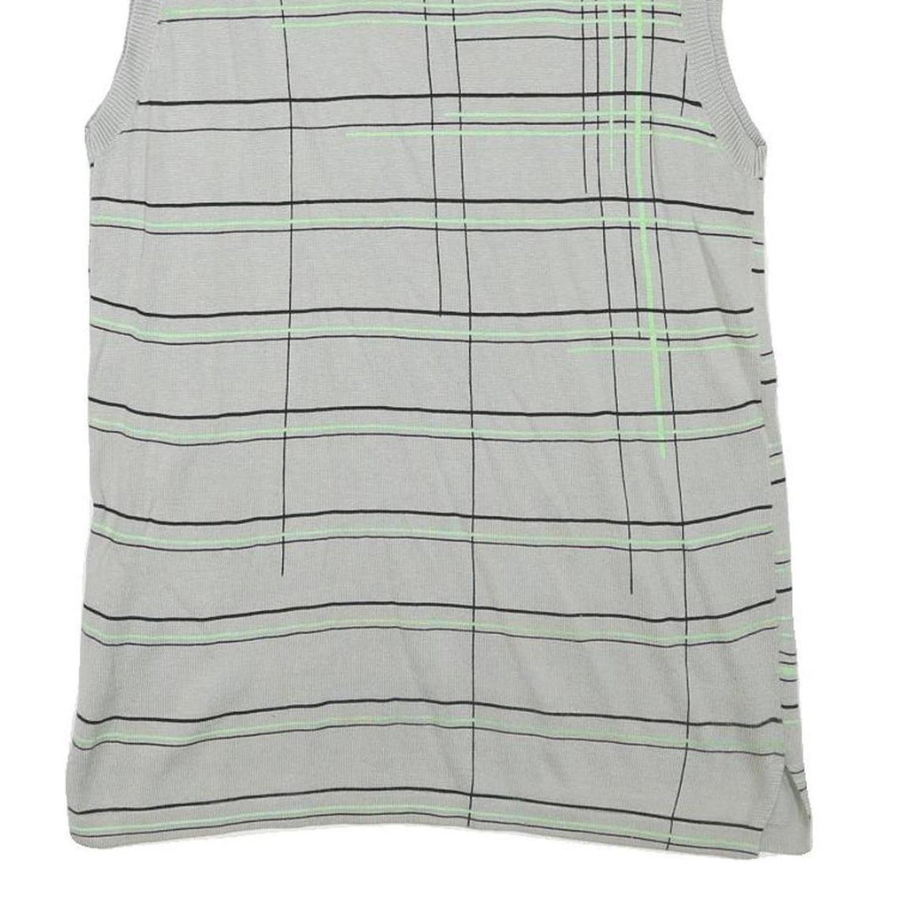 PUMA Mens Grey & Green Patterned Sleeveless V-Neck Plain Cotton Blend M Jumper