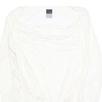 NIKE Womens White Cotton Blend Long Sleeve Top Round Neck M Casual