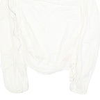 NIKE Womens White Cotton Blend Long Sleeve Top Round Neck M Casual