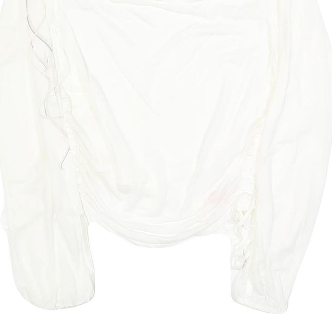 NIKE Womens White Cotton Blend Long Sleeve Top Round Neck M Casual