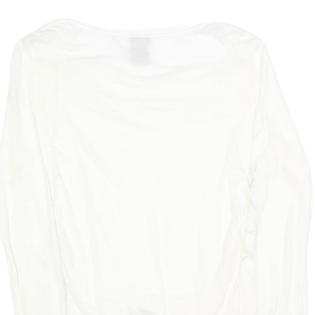 NIKE Womens White Cotton Blend Long Sleeve Top Round Neck M Casual