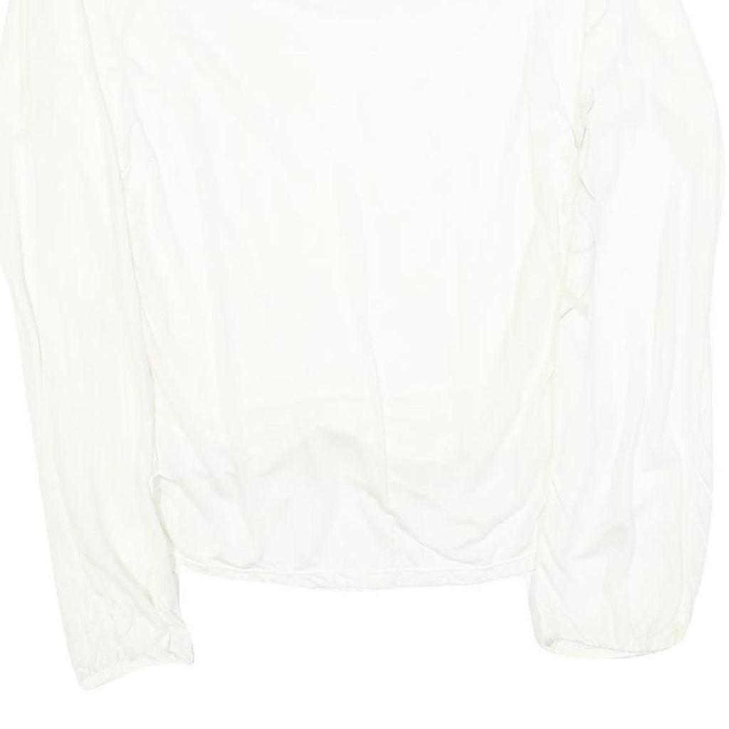 NIKE Womens White Cotton Blend Long Sleeve Top Round Neck M Casual