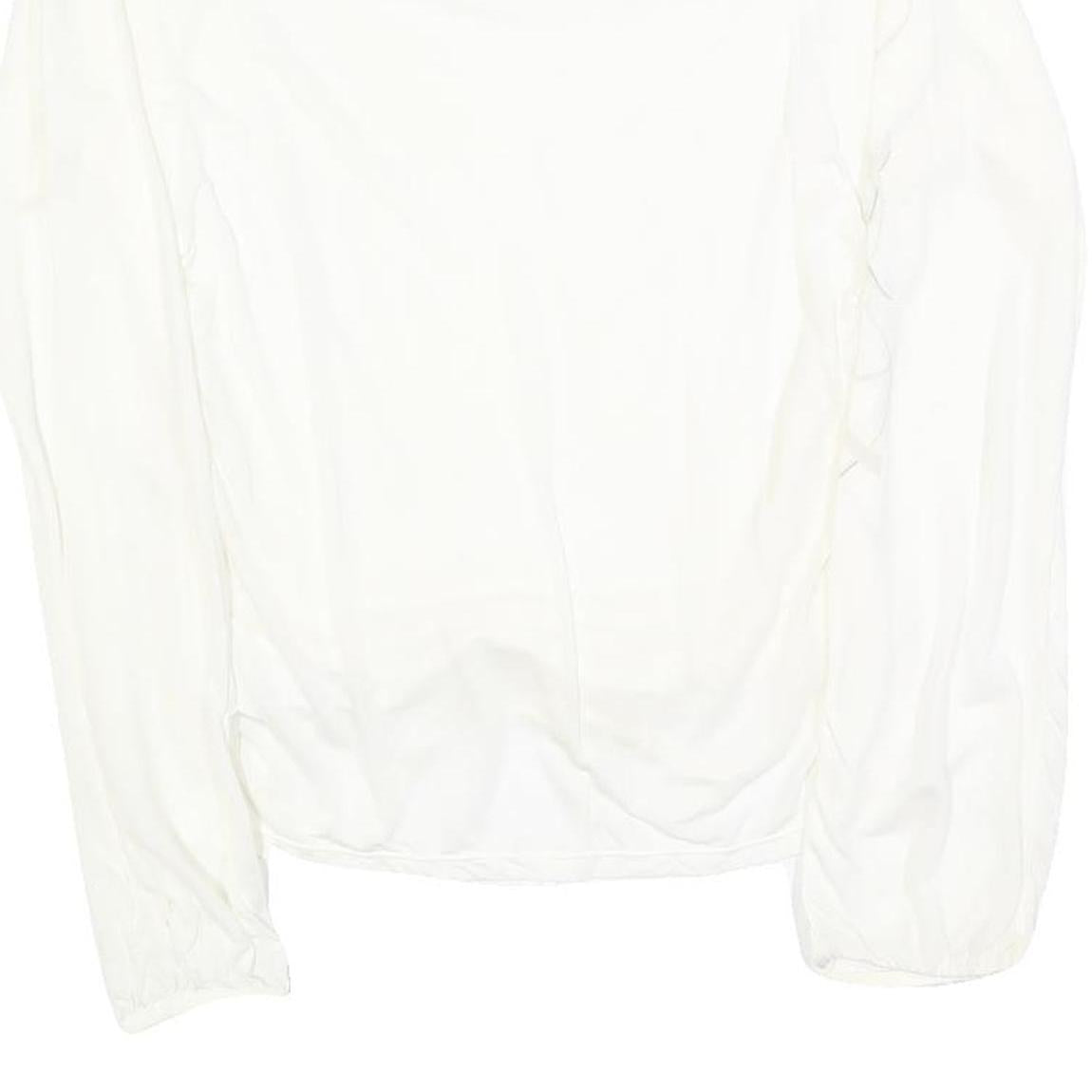 NIKE Womens White Cotton Blend Long Sleeve Top Round Neck M Casual