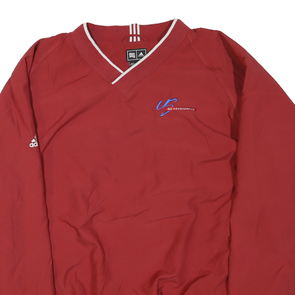 ADIDAS Mens Red Lightweight V-Neck Casual Jacket XL Polyester Blend Plain