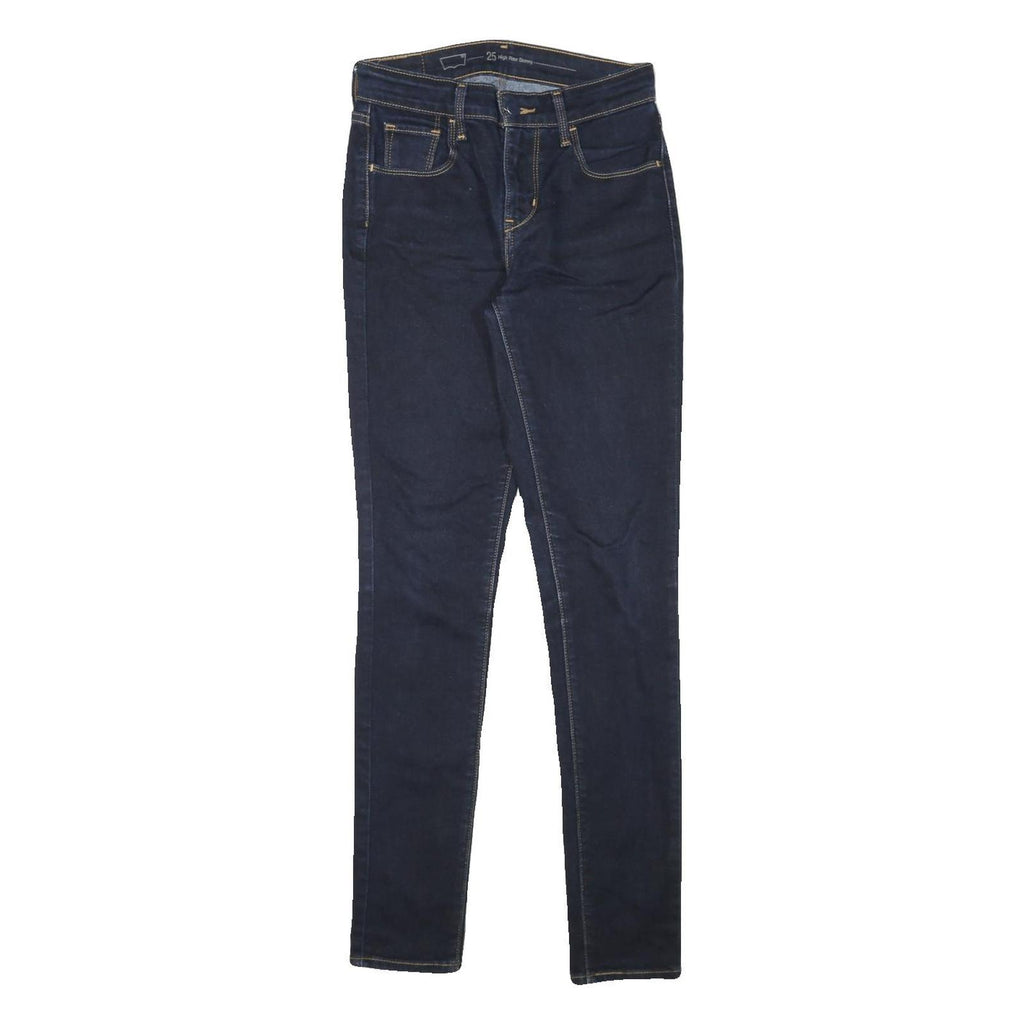 LEVI'S Womens Slim Blue Denim Dark Skinny Jeans W25 L29 High Rise Zip