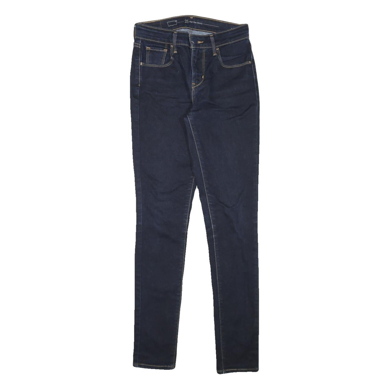 LEVI'S Womens Slim Blue Denim Dark Skinny Jeans W25 L29 High Rise Zip