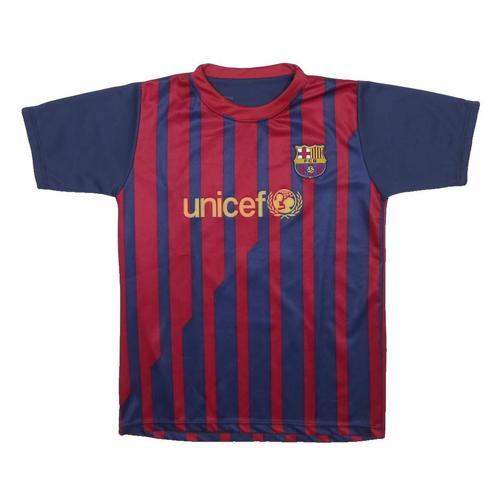 GOLDEN GOAL Mens Blue & Maroon Messi Football Shirt S Short Sleeve Crew Neck