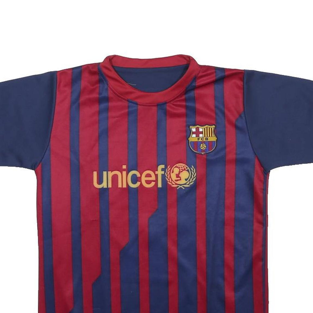 GOLDEN GOAL Mens Blue & Maroon Messi Football Shirt S Short Sleeve Crew Neck
