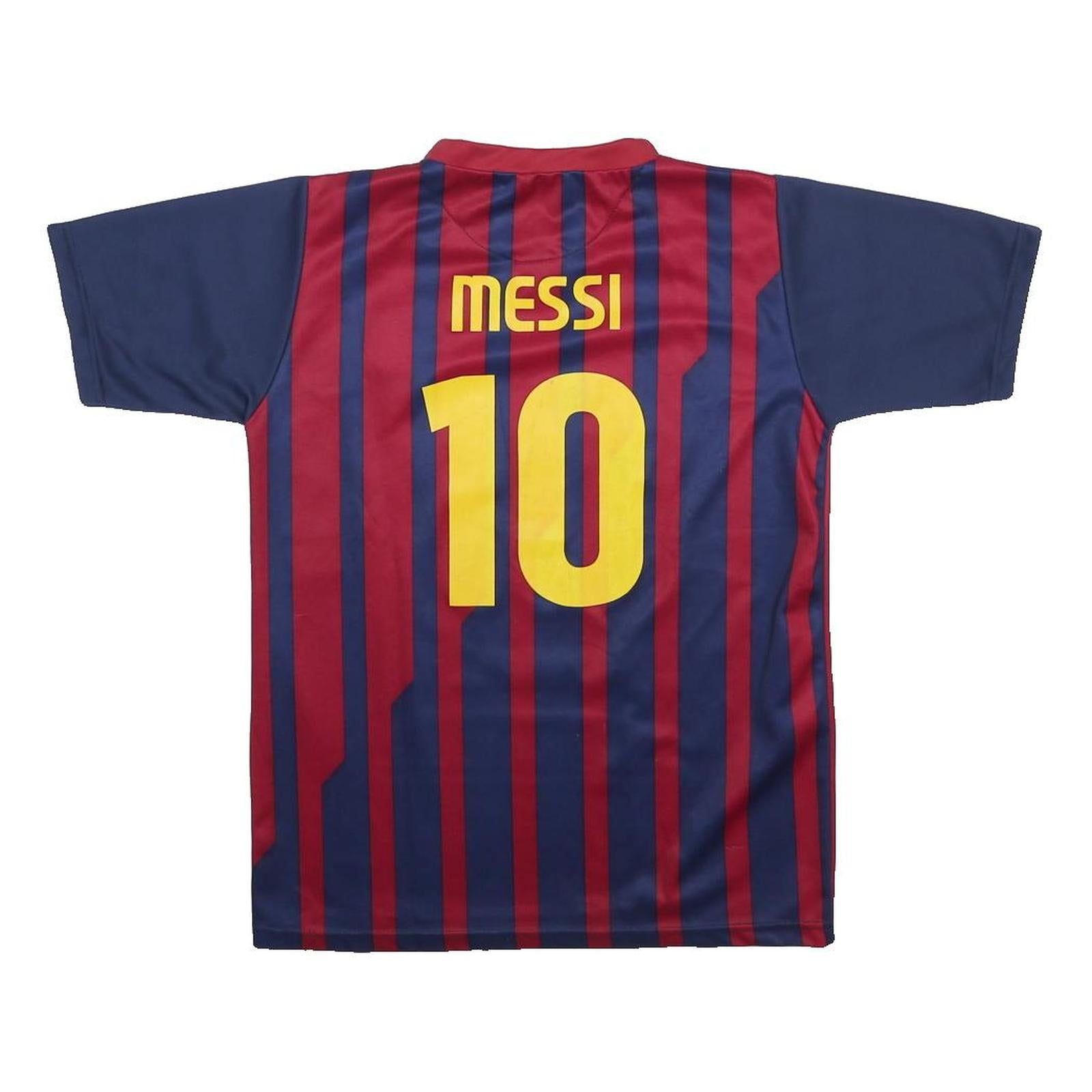 GOLDEN GOAL Mens Blue & Maroon Messi Football Shirt S Short Sleeve Crew Neck