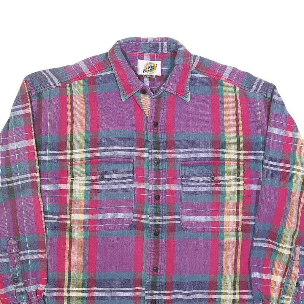 FIELD GEAR Mens Purple & Pink Check Shirt L Cotton Blend Casual Button-Up