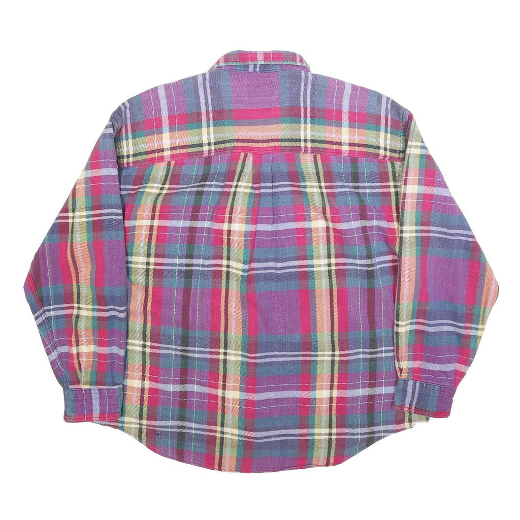 FIELD GEAR Mens Purple & Pink Check Shirt L Cotton Blend Casual Button-Up