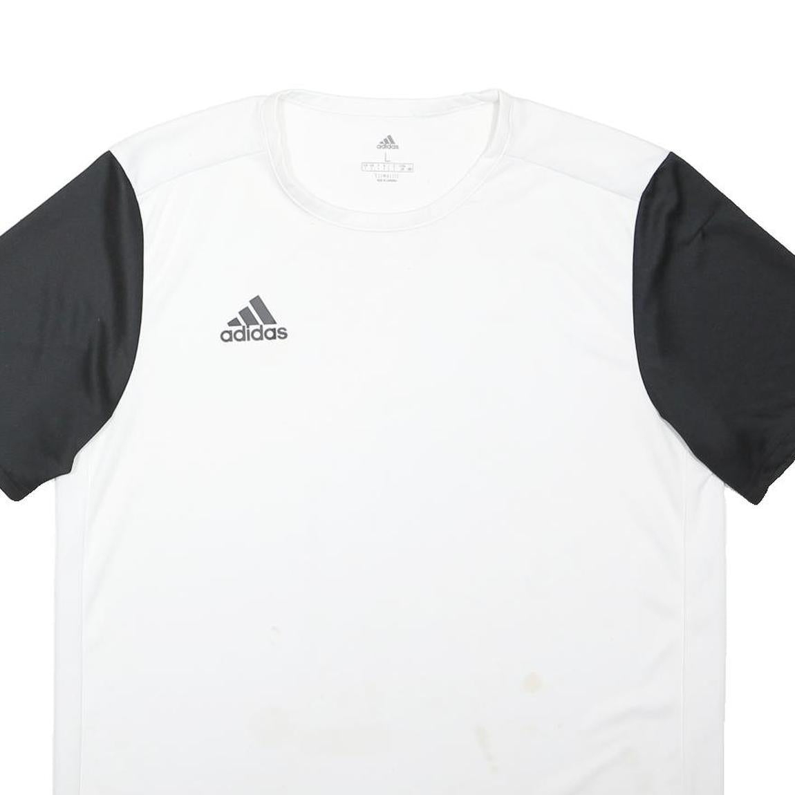 ADIDAS Mens White & Black Sports T-Shirt L Short Sleeve Round Neck Performance