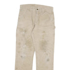 CARHARTT Mens Cotton Blend Beige Relaxed Straight Trousers W30 L32 Workwear Zip