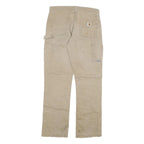 CARHARTT Mens Cotton Blend Beige Relaxed Straight Trousers W30 L32 Workwear Zip