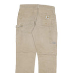 CARHARTT Mens Cotton Blend Beige Relaxed Straight Trousers W30 L32 Workwear Zip