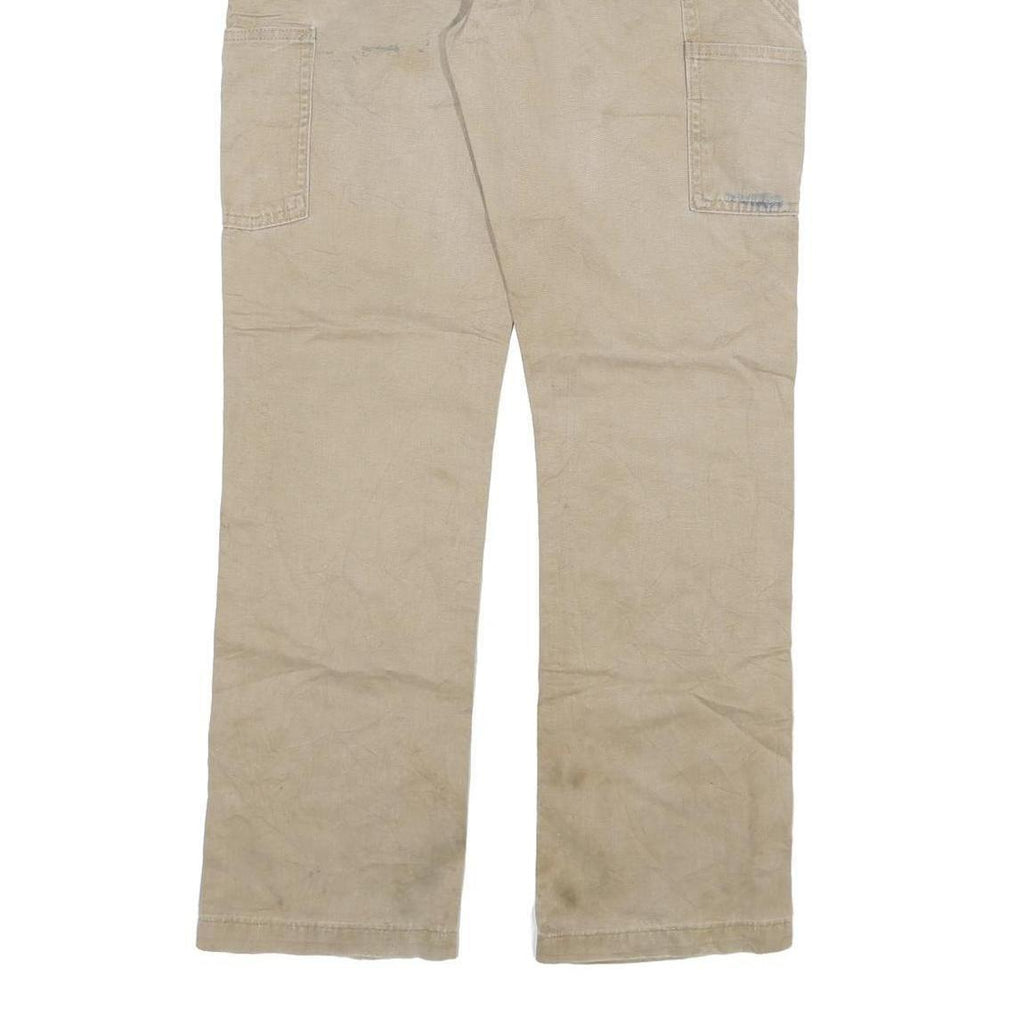 CARHARTT Mens Cotton Blend Beige Relaxed Straight Trousers W30 L32 Workwear Zip