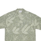 COLUMBIA Mens Green & Cream Cotton Casual Shirt L Leaf Pattern Summer Style