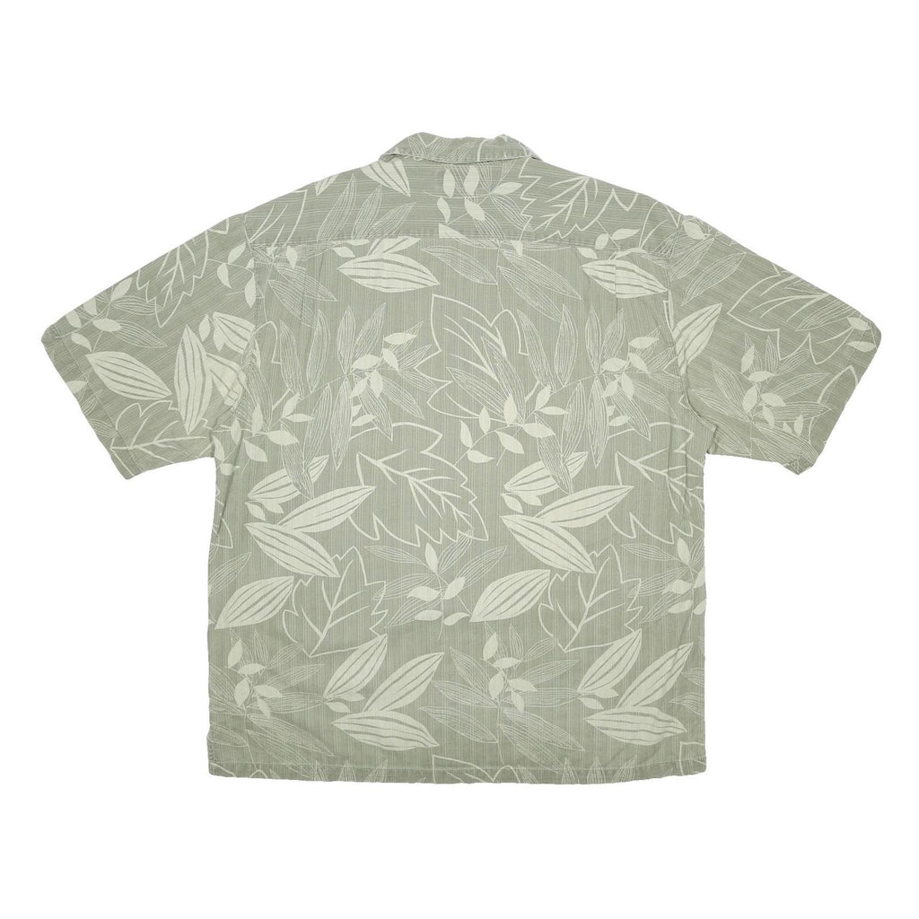 COLUMBIA Mens Green & Cream Cotton Casual Shirt L Leaf Pattern Summer Style