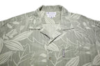 COLUMBIA Mens Green & Cream Cotton Casual Shirt L Leaf Pattern Summer Style