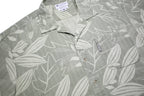 COLUMBIA Mens Green & Cream Cotton Casual Shirt L Leaf Pattern Summer Style