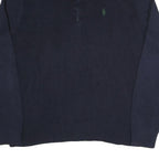 POLO RALPH LAUREN Mens Navy Blue Plain Cotton Blend Jumper Half Zip L Classic