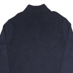 POLO RALPH LAUREN Mens Navy Blue Plain Cotton Blend Jumper Half Zip L Classic